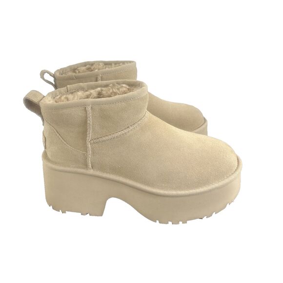 UGG Classic Ultra Mini New Heights Womens Beige Classic Fashion Boots Sz 10 NEW - Picture 2 of 8